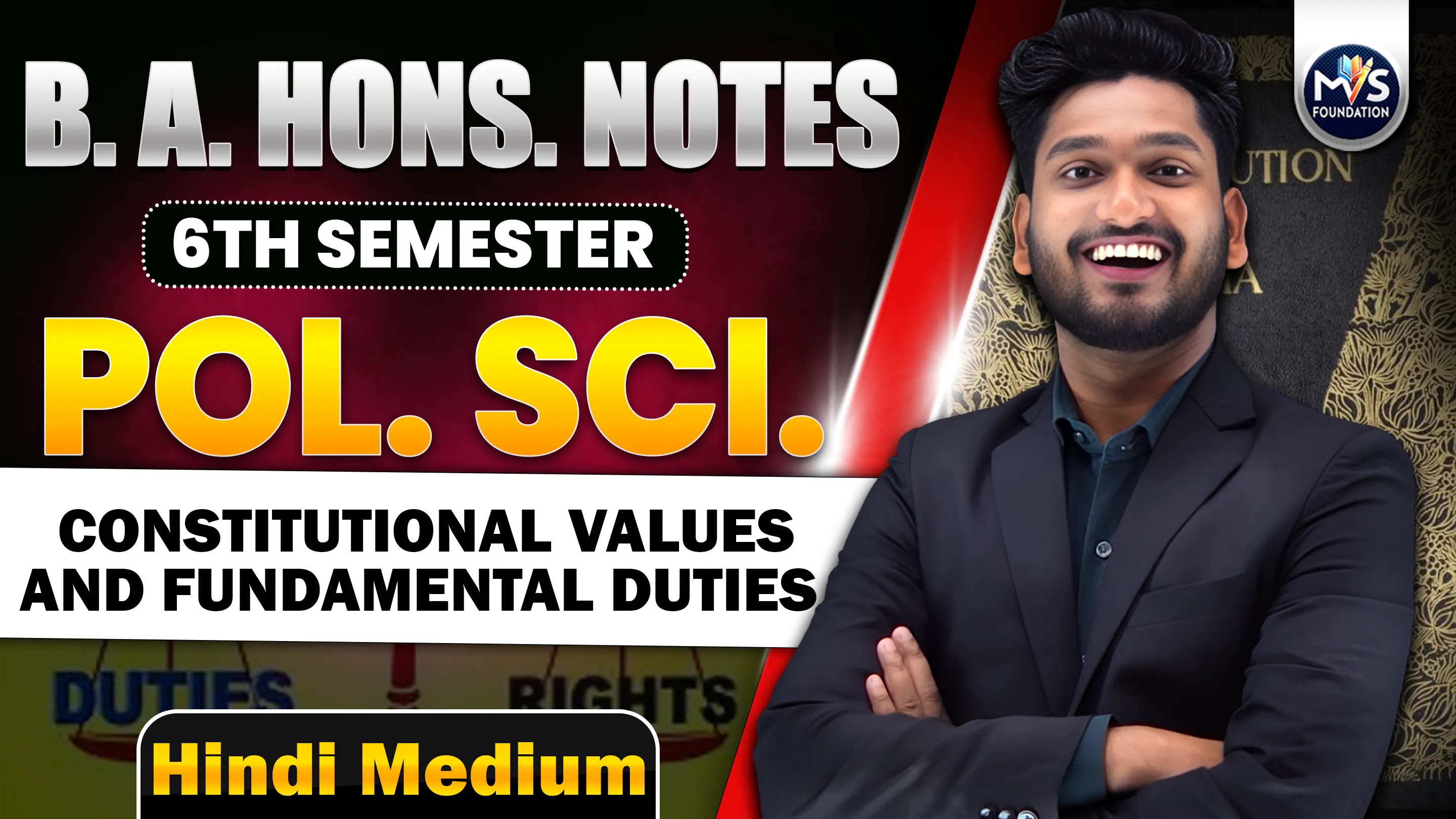 Political Science : Constitutional Values and Fundamental Duties in Hindi Medium | B.A Prog./Hons. DU SOL Semester 1st/2nd/3rd/4th Notes