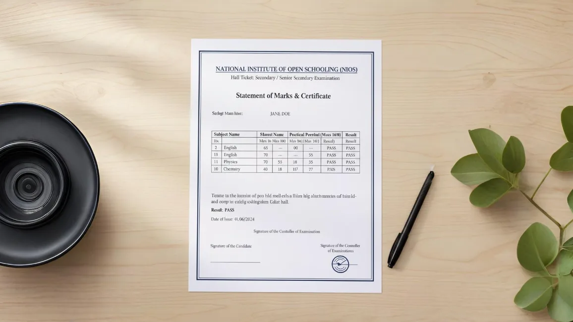 NIOS Marksheet images