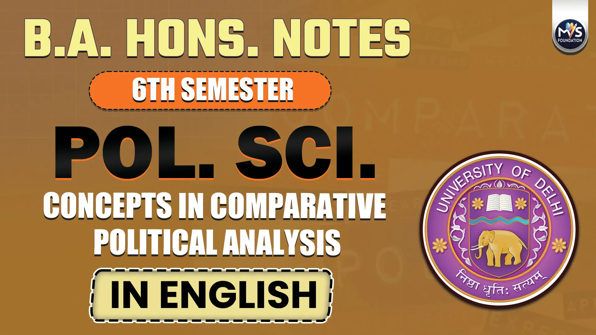 Concepts in Comparative Political Analysis Notes in English Medium