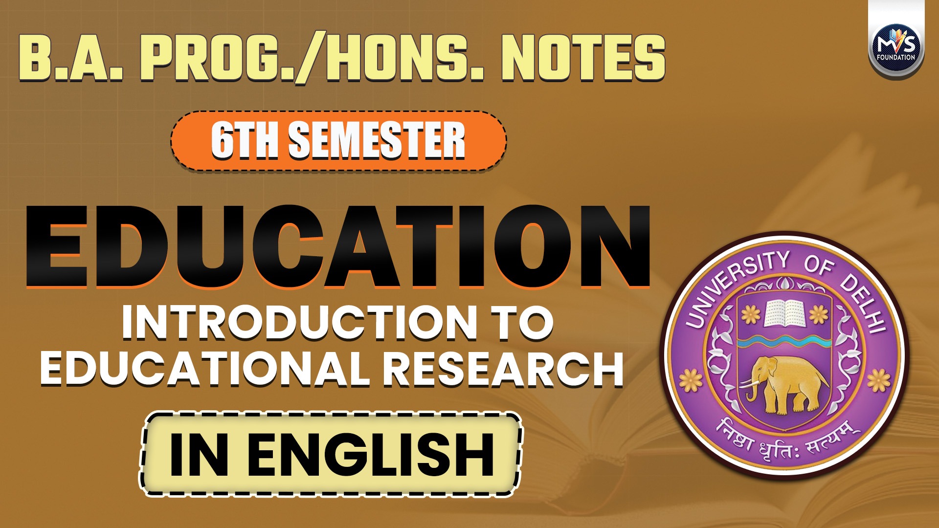 Education: Introduction to Educational Research English Medium