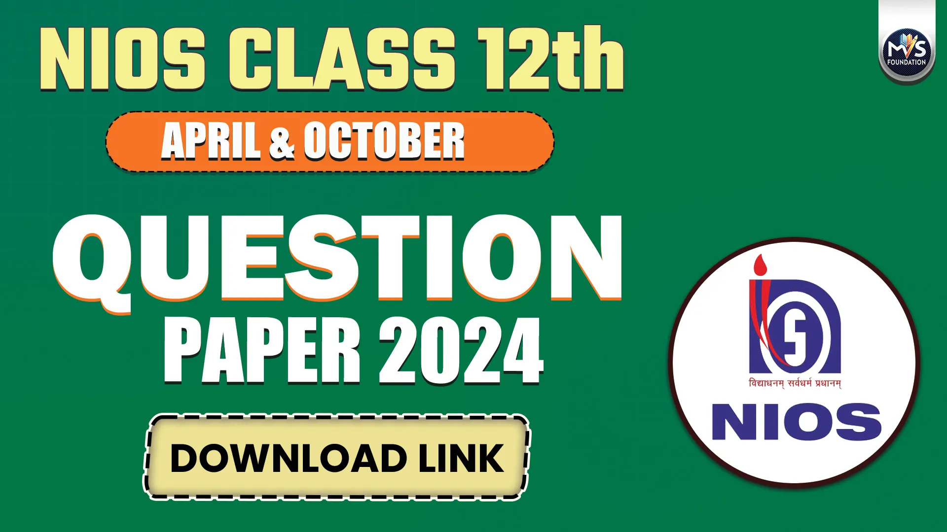 NIOS Class 12th April & October Question Paper 2024