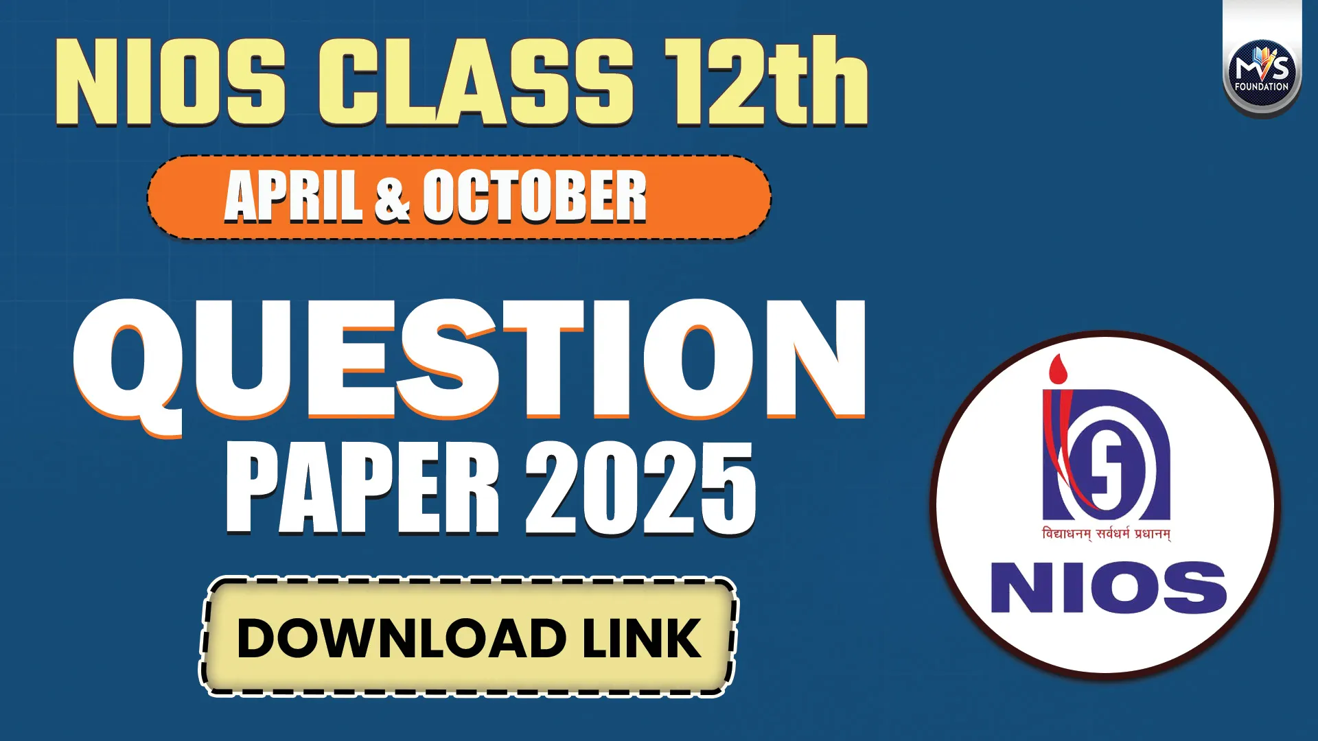 NIOS Class 12th April & October Question Paper 2025