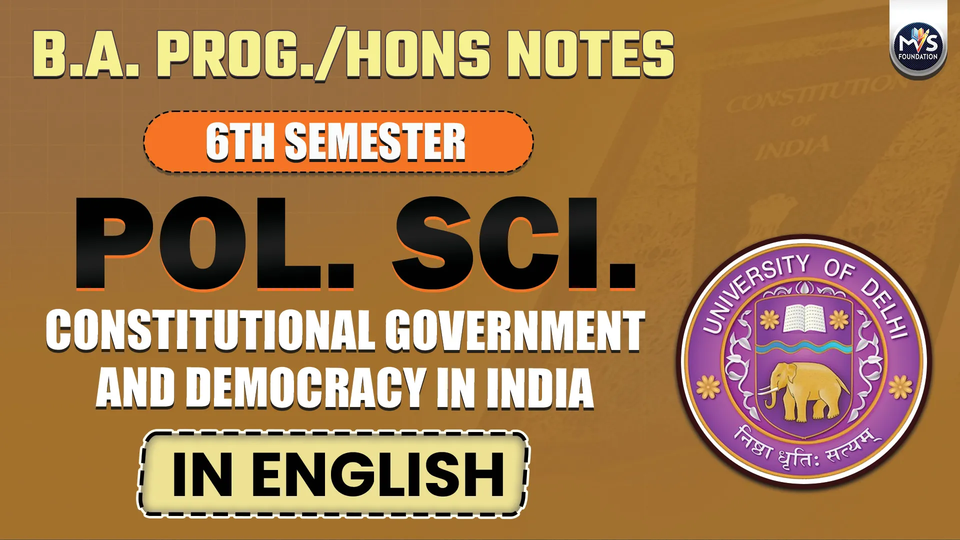 Constitutional Government and Democracy in India in English Medium