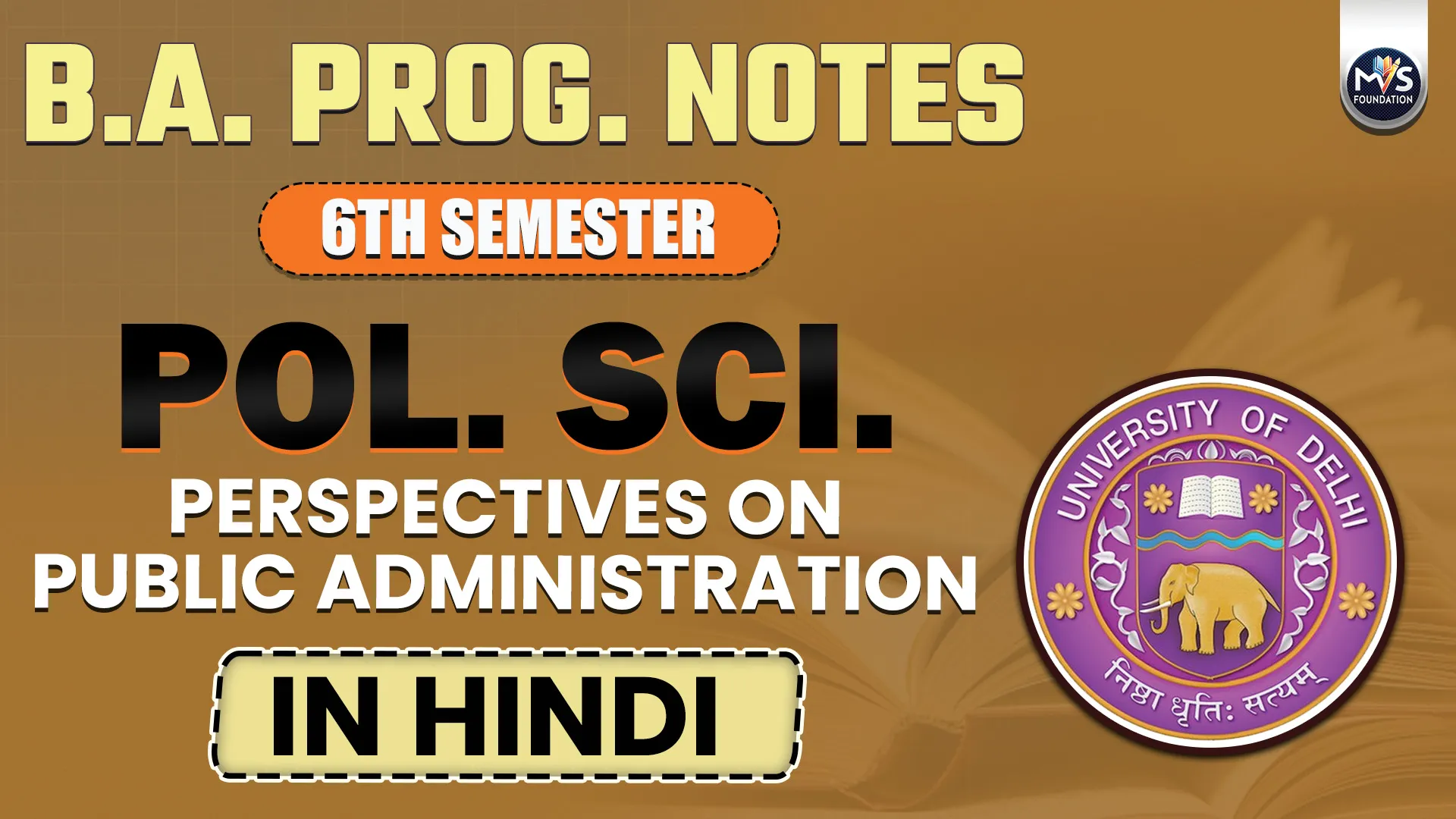 Political Science: Perspectives on Public Administration in Hindi Medium 6TH SEMESTER