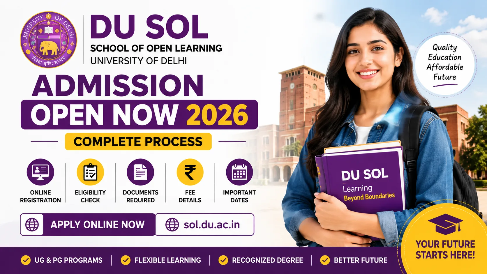 DU SOL Admission Open Now 2026 &ndash; Complete Process