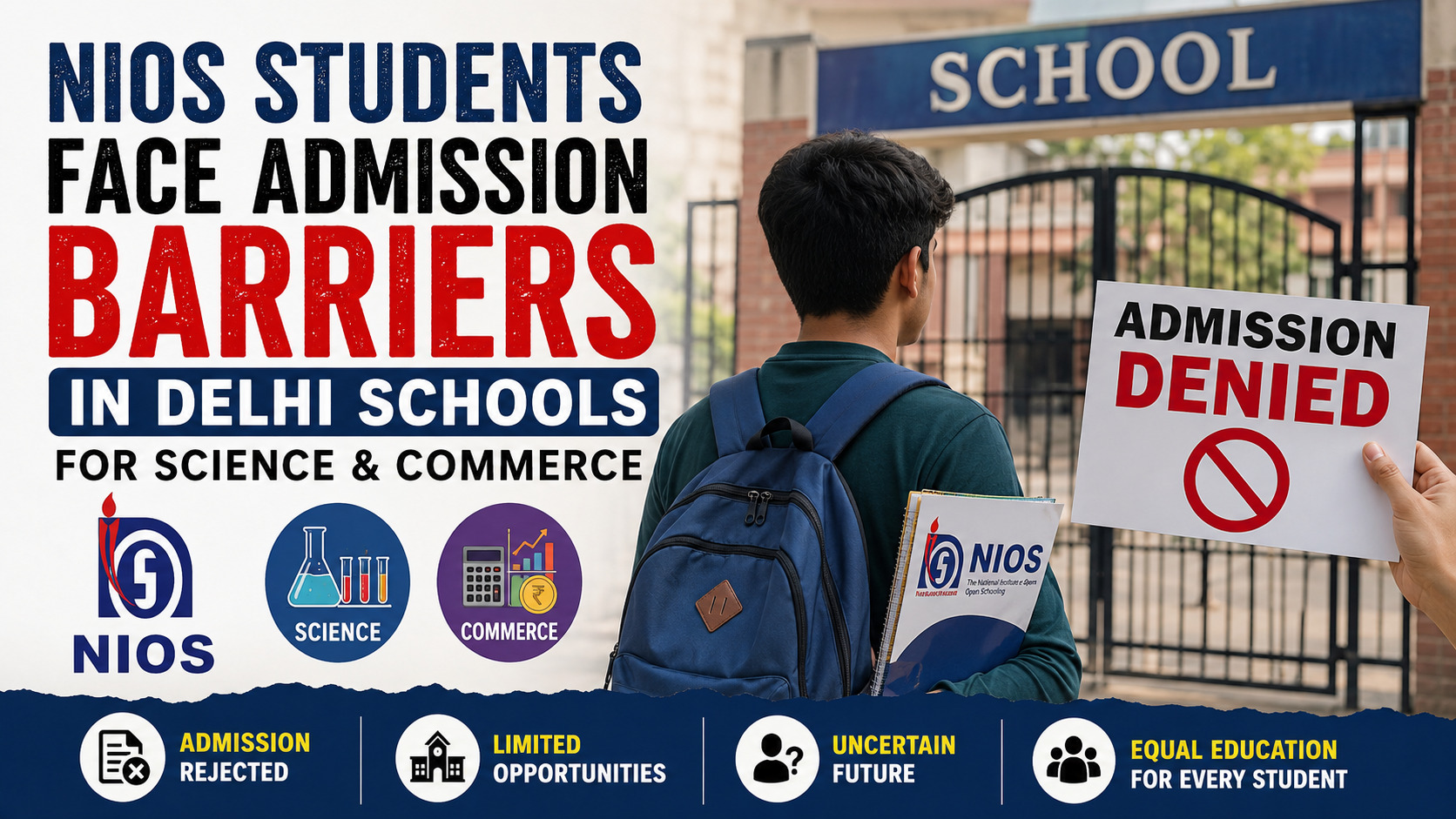 NIOS Students Face Admission Barriers in Delhi Schools for Science & Commerce