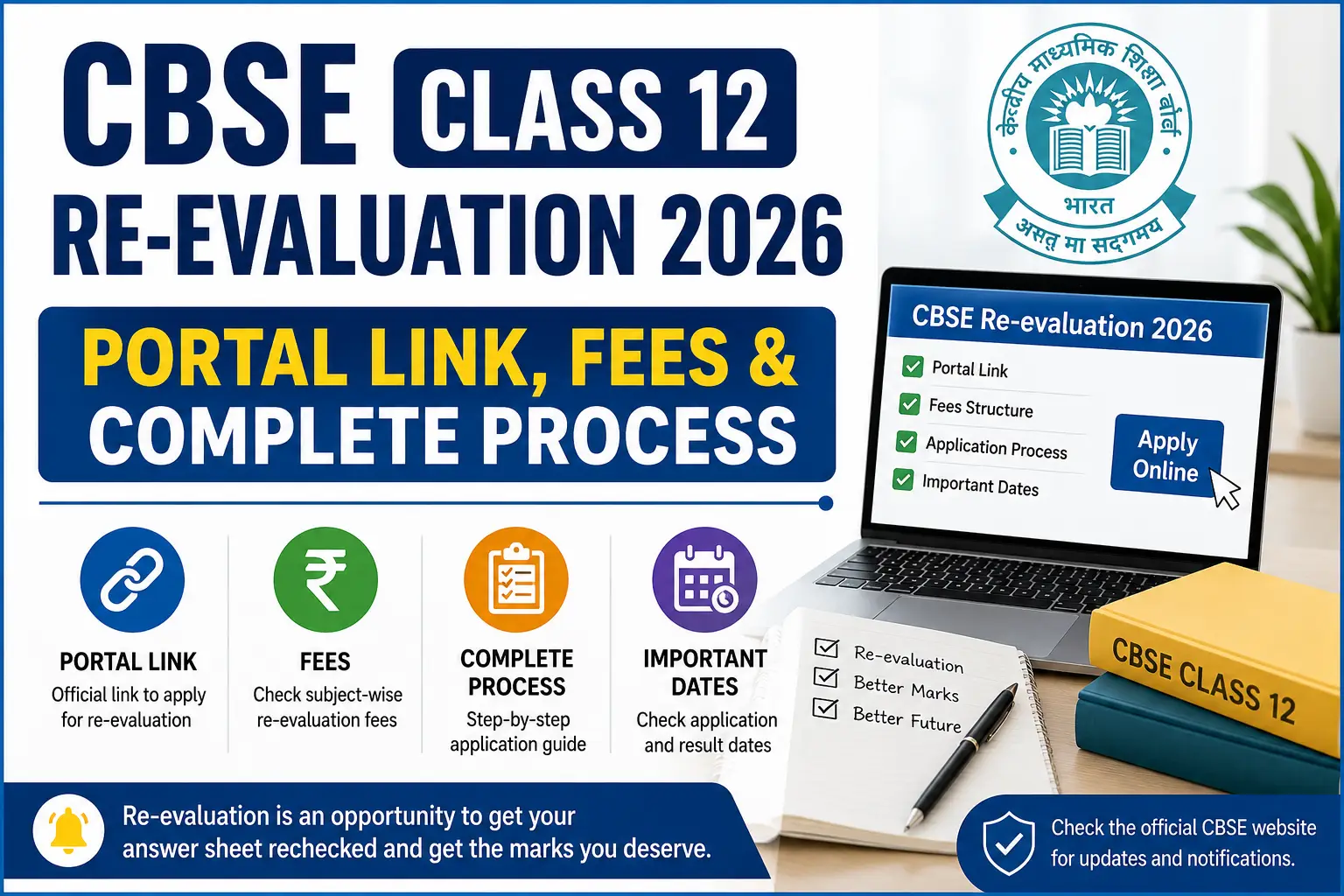 CBSE Class 12 Re-evaluation 2026: Portal Link, Fees & Complete Process