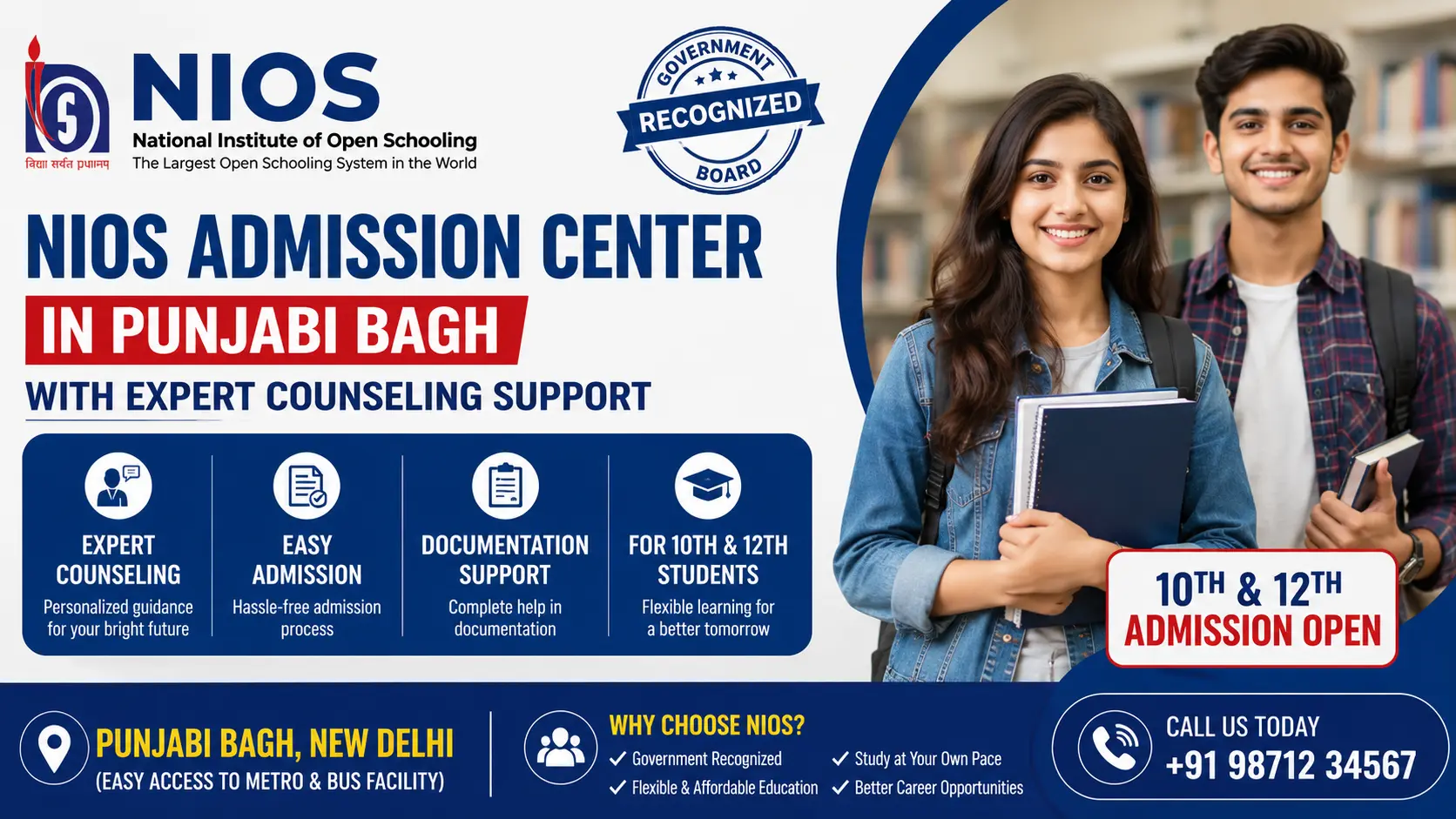 NIOS Admission Center in Punjabi Bagh with Expert Counseling Support