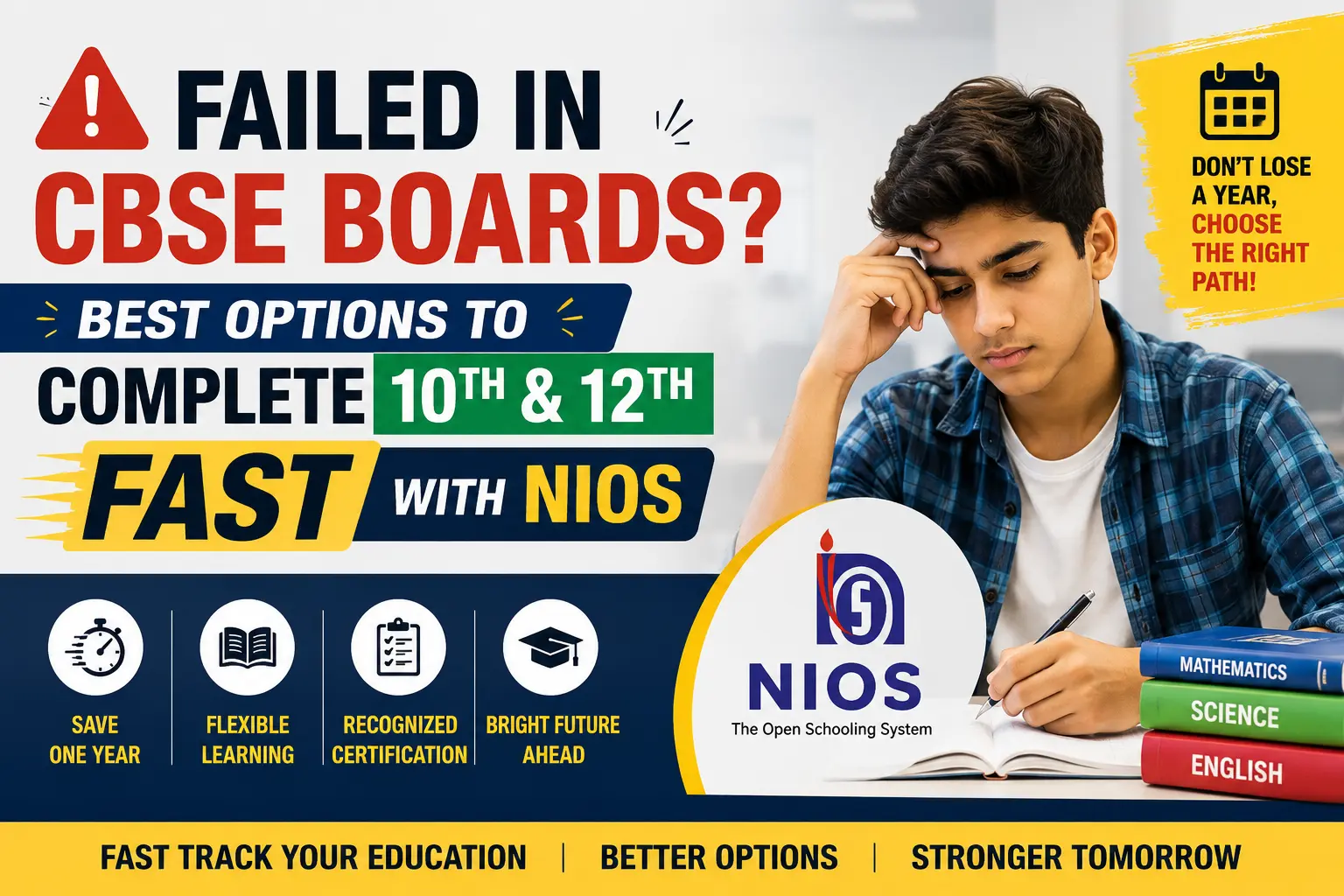 Failed in CBSE Boards? Best Options to Complete 10th & 12th Fast with NIOS