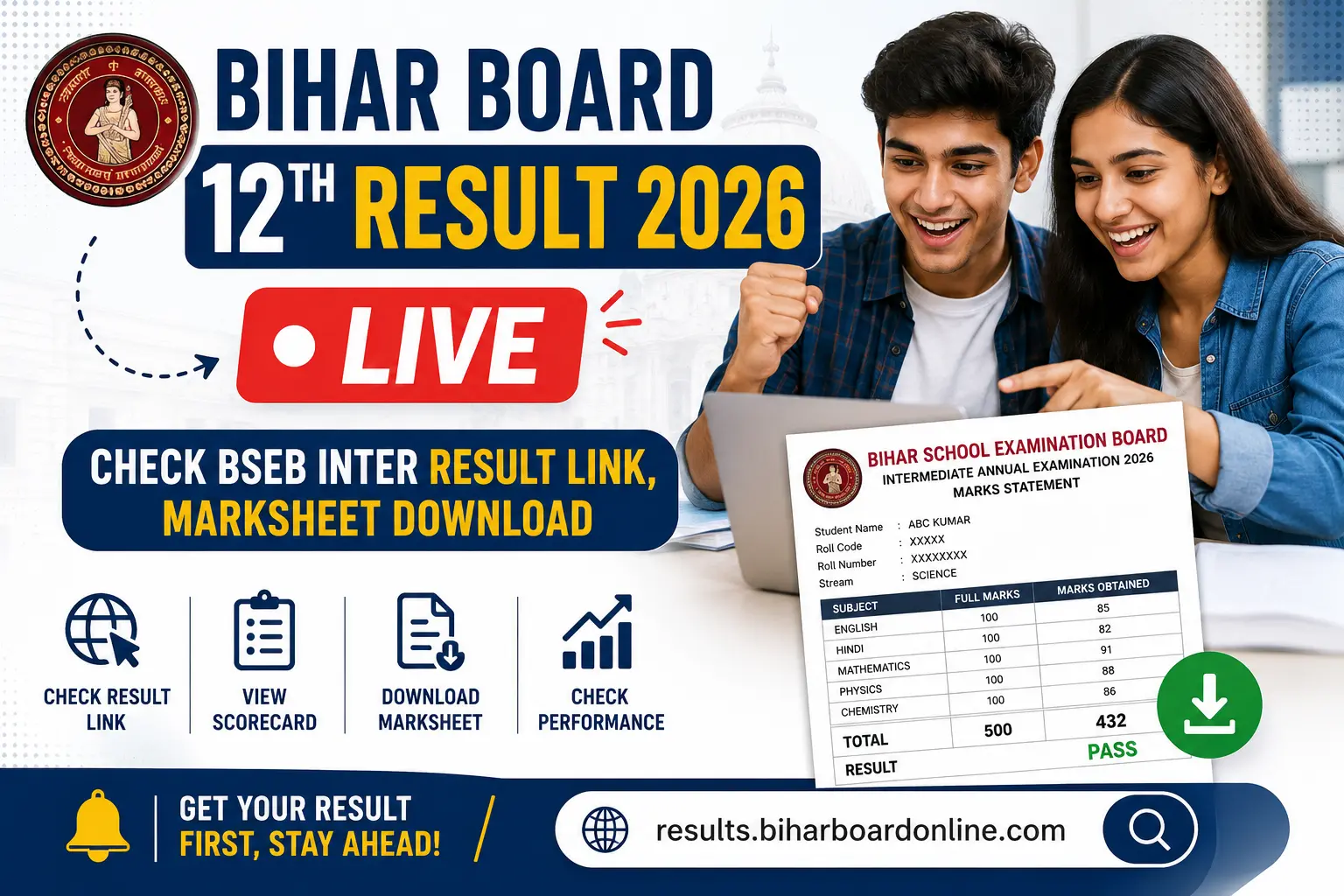 Bihar Board 12th Result 2026 Live: Check BSEB Inter Result Link, Marksheet Download