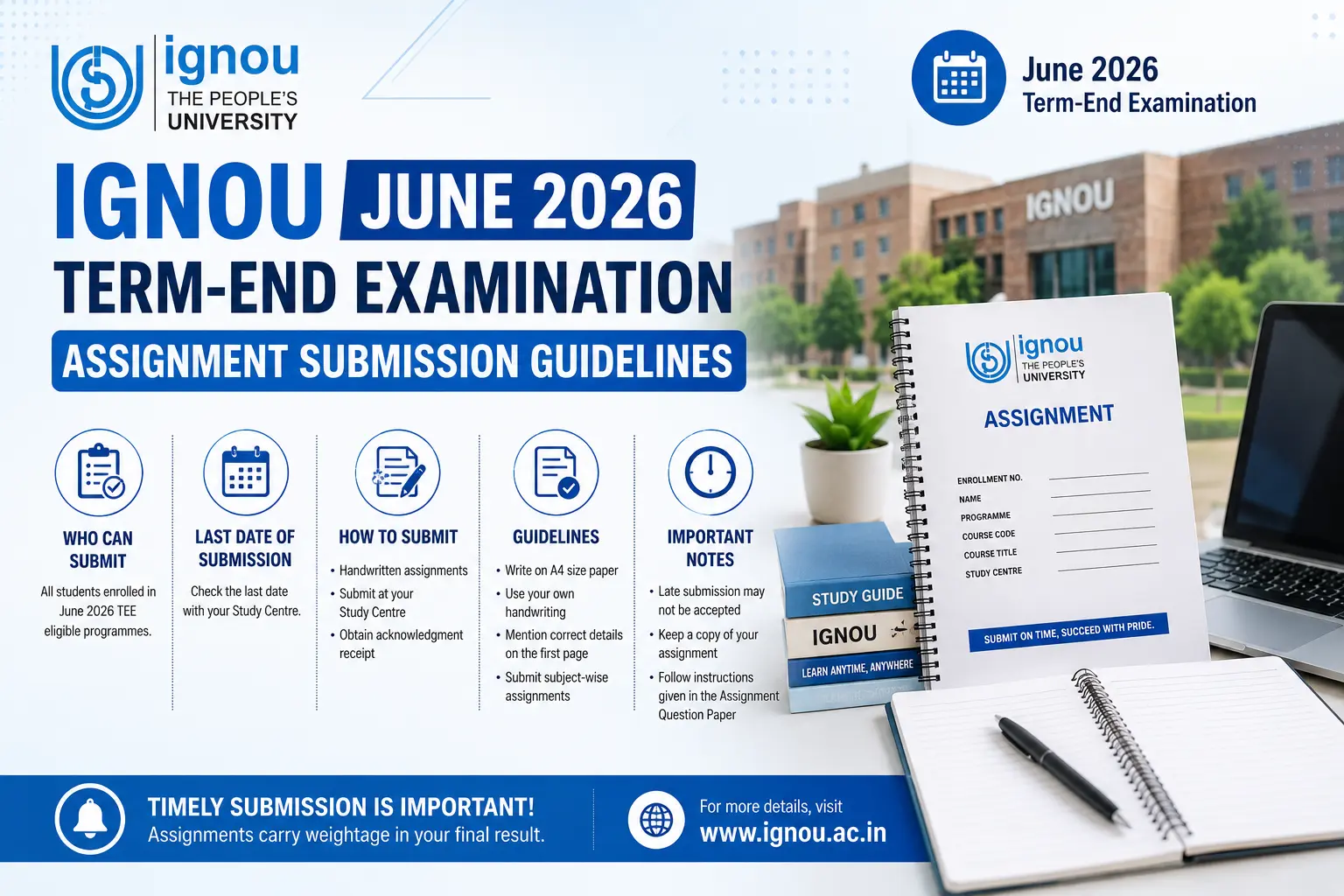 IGNOU June 2026 Term-End Examination Assignment Submission Guidelines.