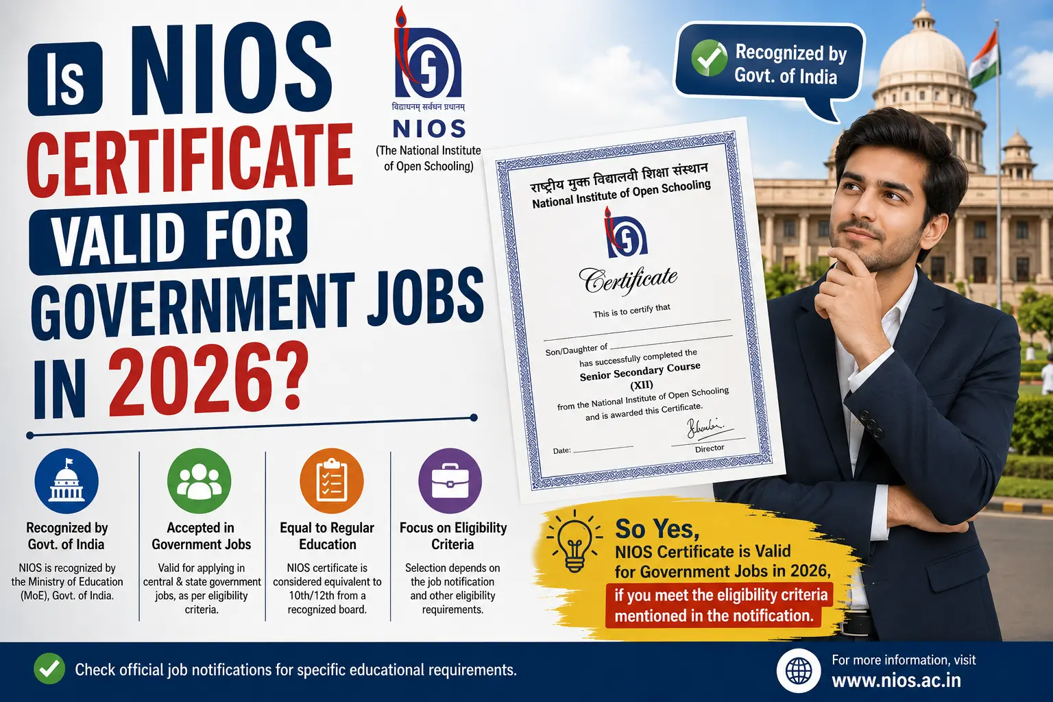 Is NIOS Certificate Valid for Government Jobs in 2026?